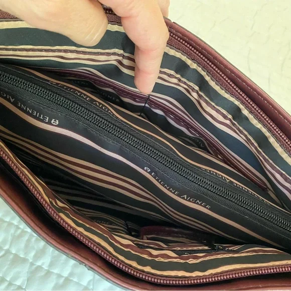 Etienne Aigner Burgundy Leather Shoulder Bag - Picture 14 of 15